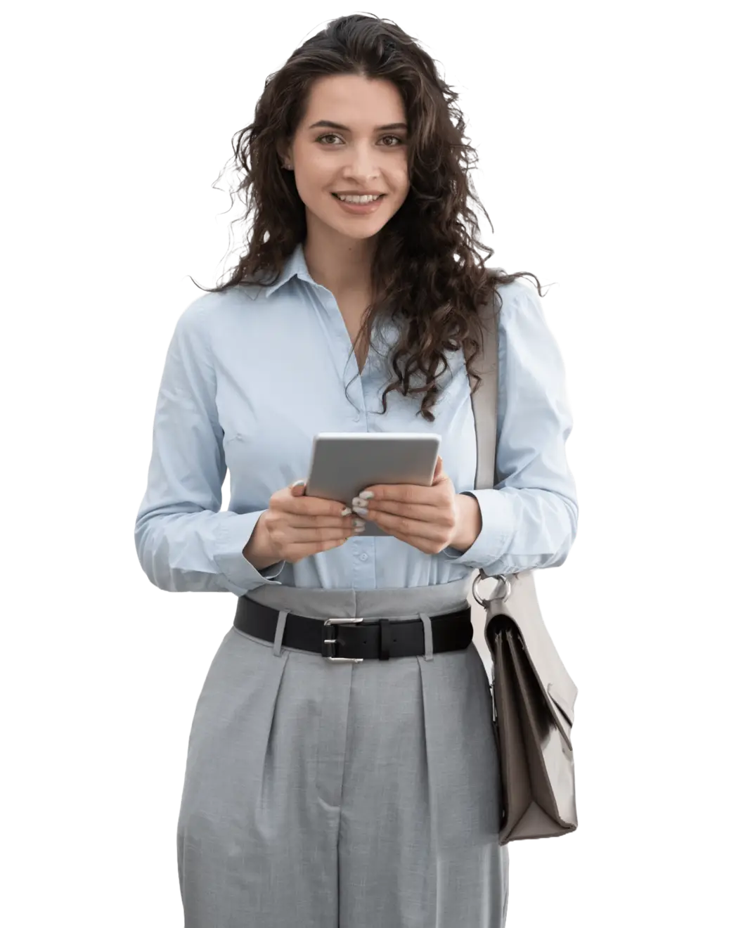 a girl with the tab in the hand