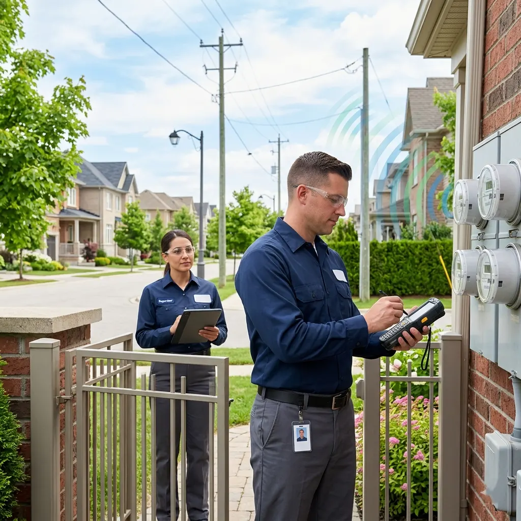 a person doing meter reading and spot billing by visiting homes