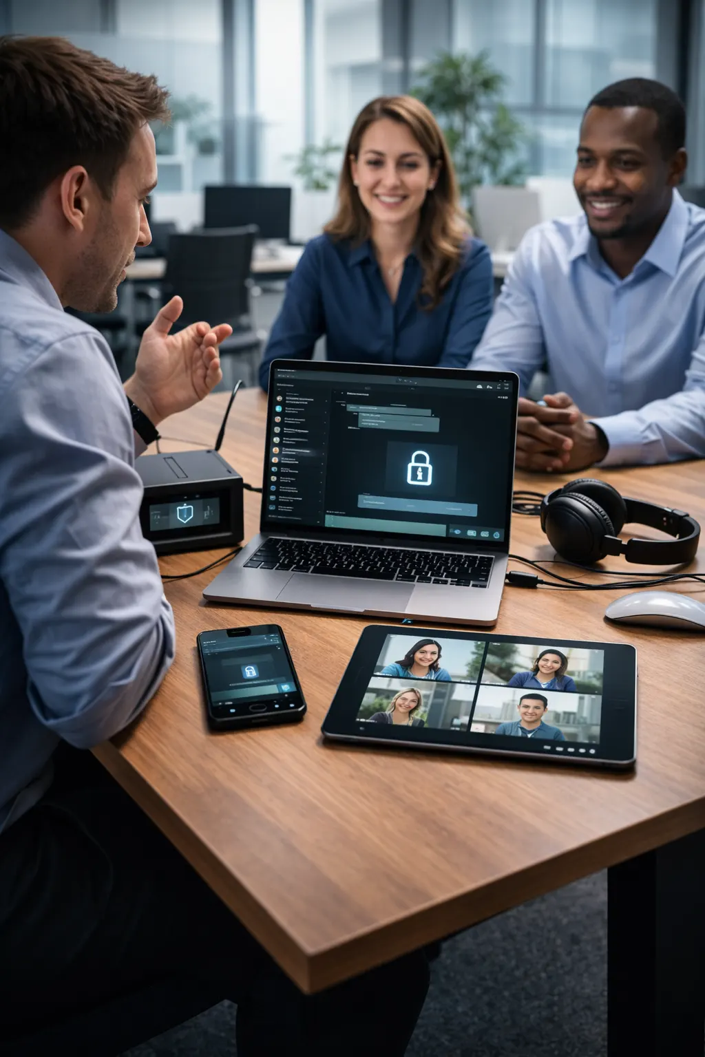 a person is on video call and chatting using sequre24x7 software 